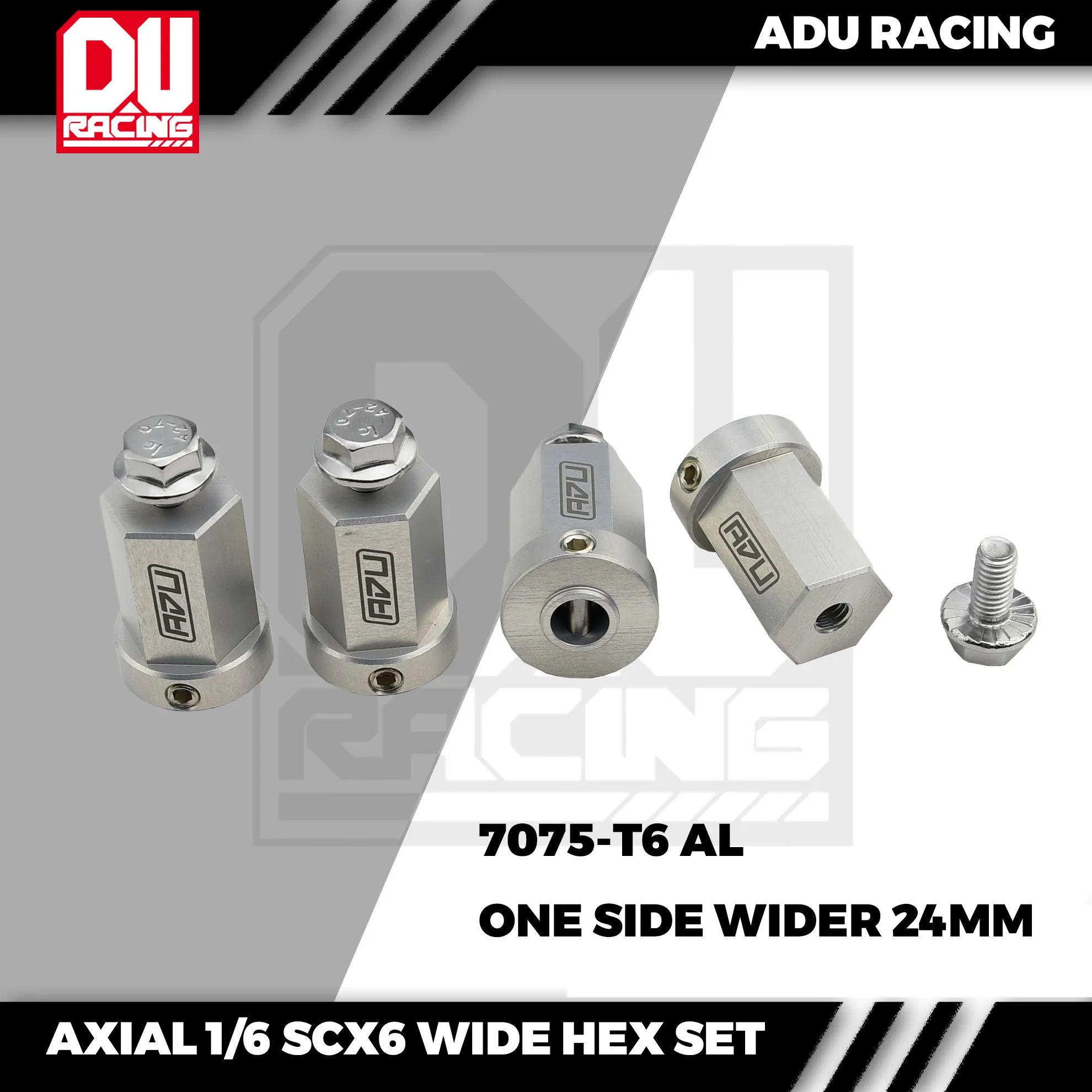 Adaptador hexagonal de rueda ADU RACING 7075-T6 AL 17MM, 24mm más ancho para AXIAL 1/6 SCX6 JEEP Trail Honcho AXIL252011