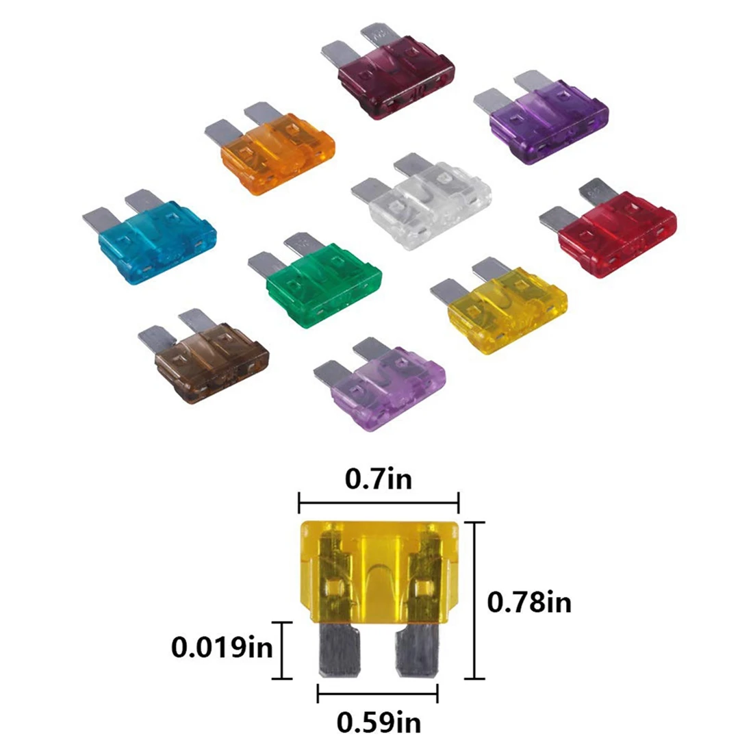 Fusible estándar para coche y camión, Kit de fusibles surtidos de repuesto para camión RV, 100 piezas, 2A, 3A, 5A, 7,5a, 10A, 15A, 20A, 25A, 30A, 35A