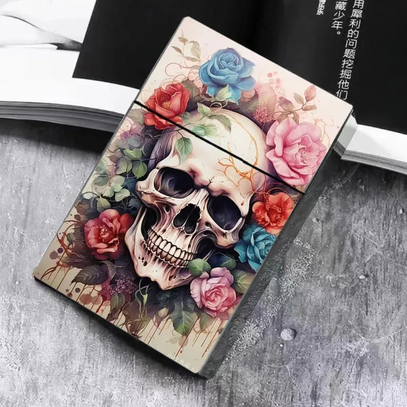 For 8mm Plastic Cigarette Box 20Pcs Big capacity Ghost Skull Scary Style Cigarette case Automatic pop-up Halloween Decoration