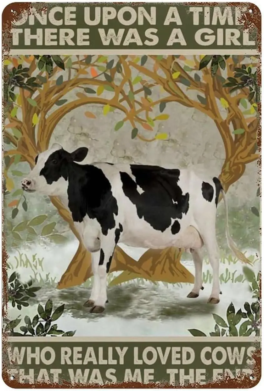 Metal Wall Art Decor Once Upon A Time There Was A Girl Who Really Loved Cow Sign Vintage Decor For Home Bar Room Diner Gara sign