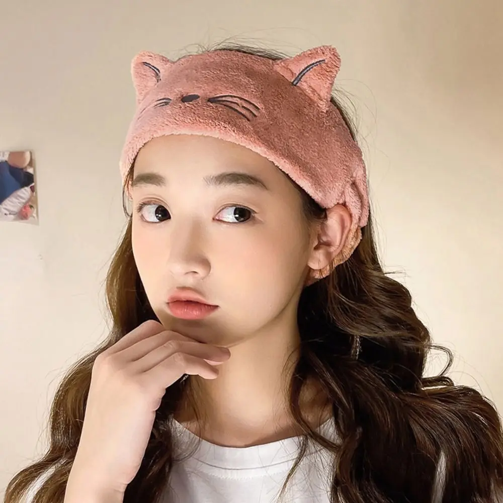 Turban artificiel astique Absorbant pour Femme, Bandeau de Sauna, Lavage du Visage, Sourire, Mignon, Chat, Doux, Accessoires pour Cheveux