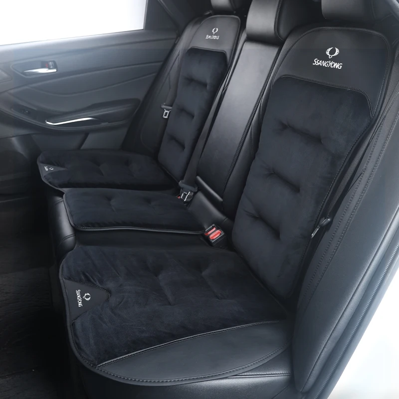 Car Winter Seat Cushion Velour Seat Cover Warmer Backrest Accessories For SsangYong Actyon Korando Rexton Kyron Rodius Tivoli Mu
