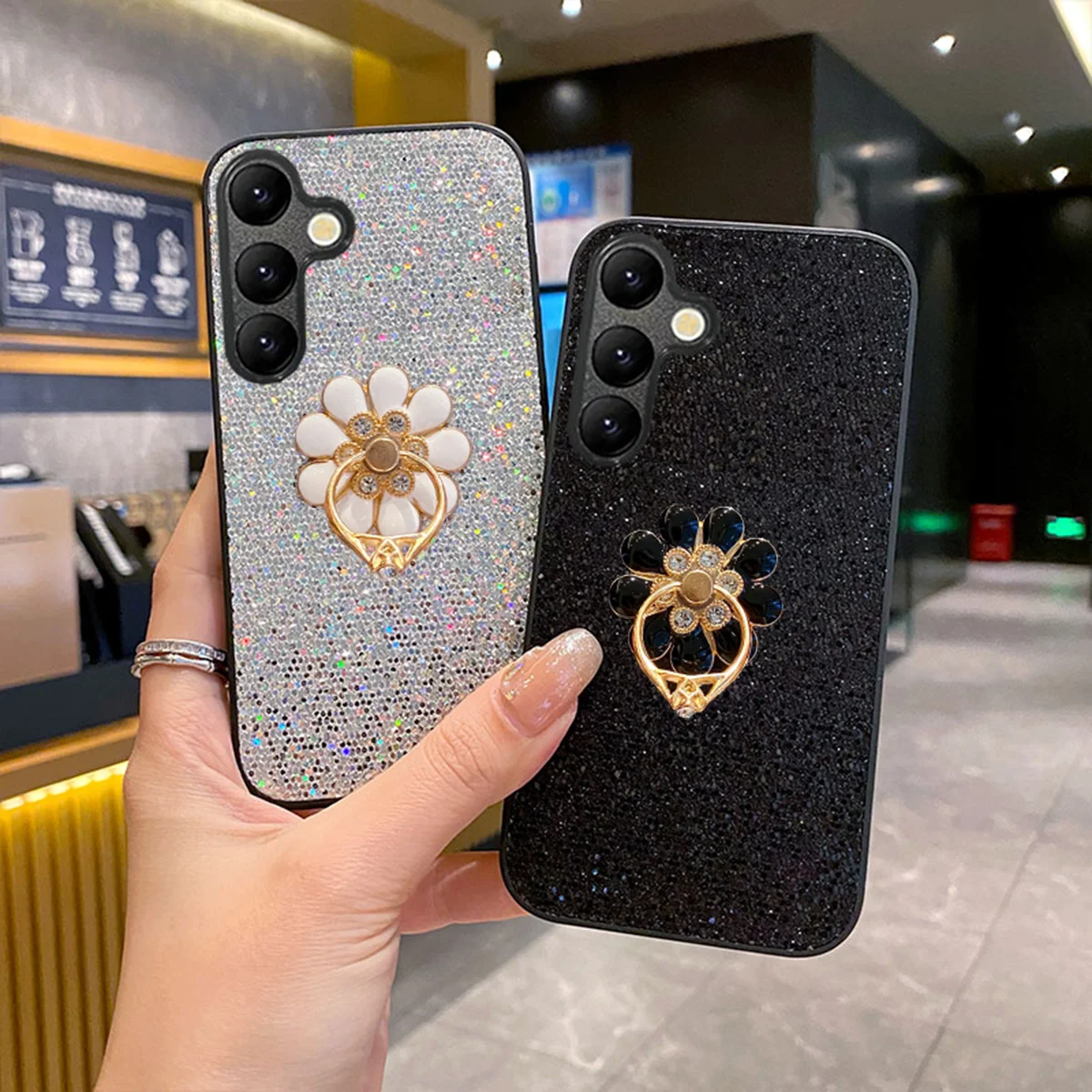 Nette Blume Ring Halterung Telefon Fall Für Samsung Galaxy A14 A15 A16 A25 A34 A35 A36 A52 A53 A54 A55 A56 A73 A72 A71 Soft Cover