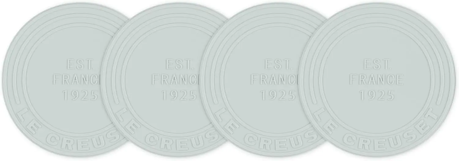Silicone Coasters Set of 4 in Sea Salt Color Heat Resistant Non Slip Decorative Table Protection
