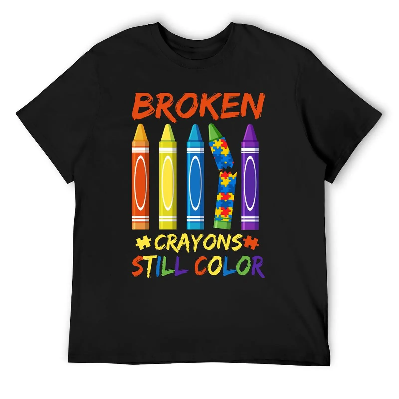 

Broken Crayon Still Color Autism Awareness T-Shirt shirts graphic tee quick-drying mens champion t shirts