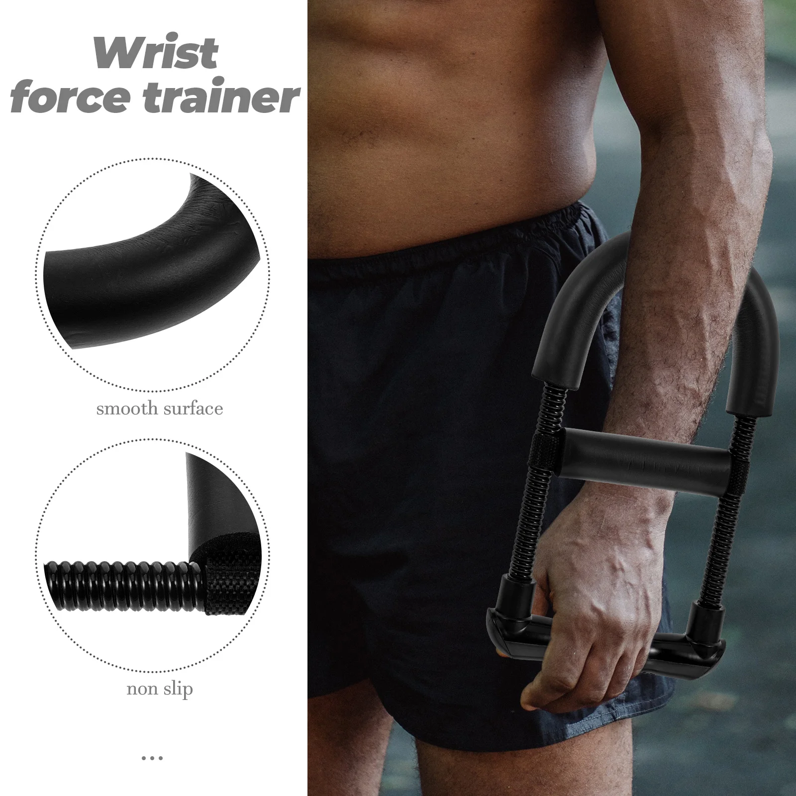 

1pc Premium Strength Exerciser Power Device Black High Density Ribbon Muscle Trainer for Grip Strength Training Athletes Fitness