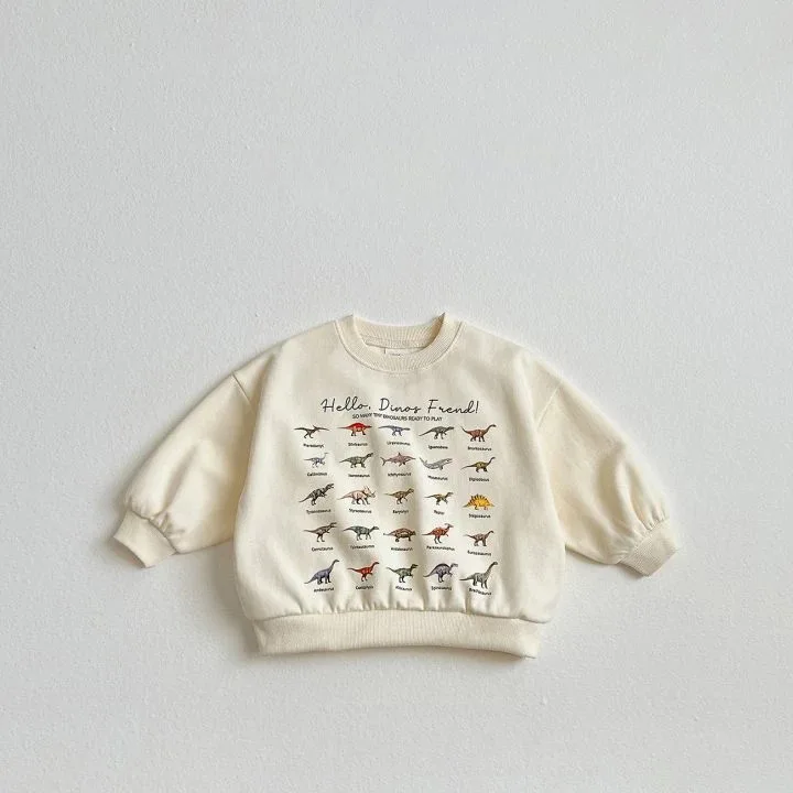 Autumn Children Long Sleeve Casual Sweatshirt Boys Girls Fashion Dinosaur Print Pullover Loose Kids Sweatshirt  -125