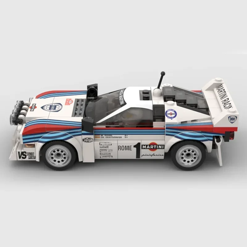 MOC-décennie s de construction du rallye Lancia, Martini Racing, Gagnant, Rallye Monte Carlo, Bricolage, Jouet, Nouvel An, Cadeaux de vacances, 037, 244Pcs, 1983