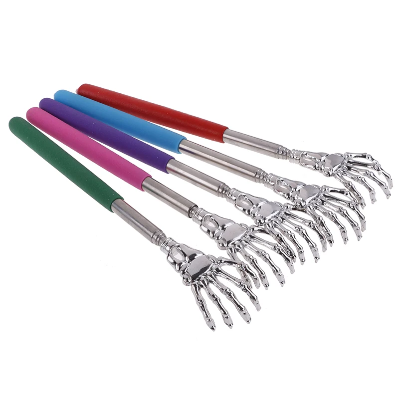 1Pc Adjustable Stainless Steel Back Scratcher with Retractable Claw for Portable and Convenient Massage and Tickle Relief Random