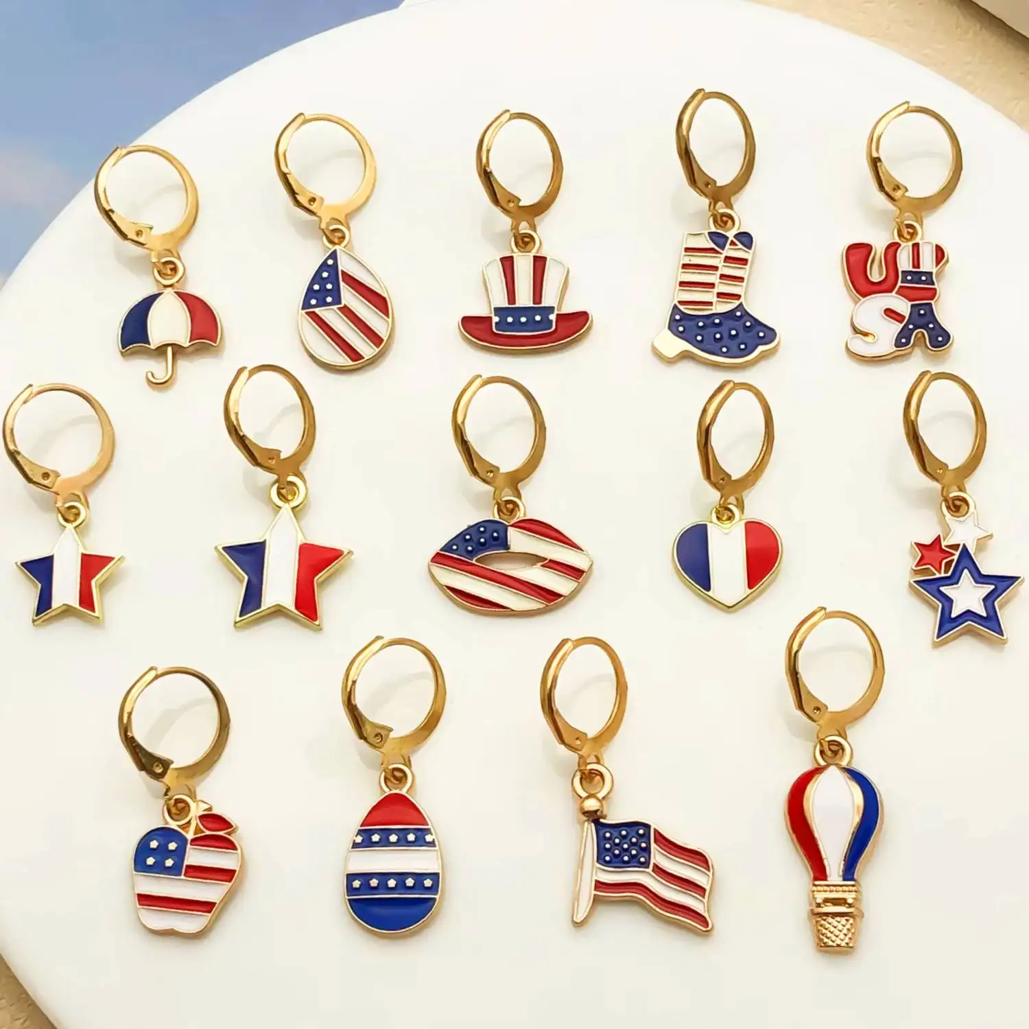 1PC Countries Flag Charms USA Independence Day Keychain Pendants Heart Decorative Keying Backpack Liberty Pendant Accessories