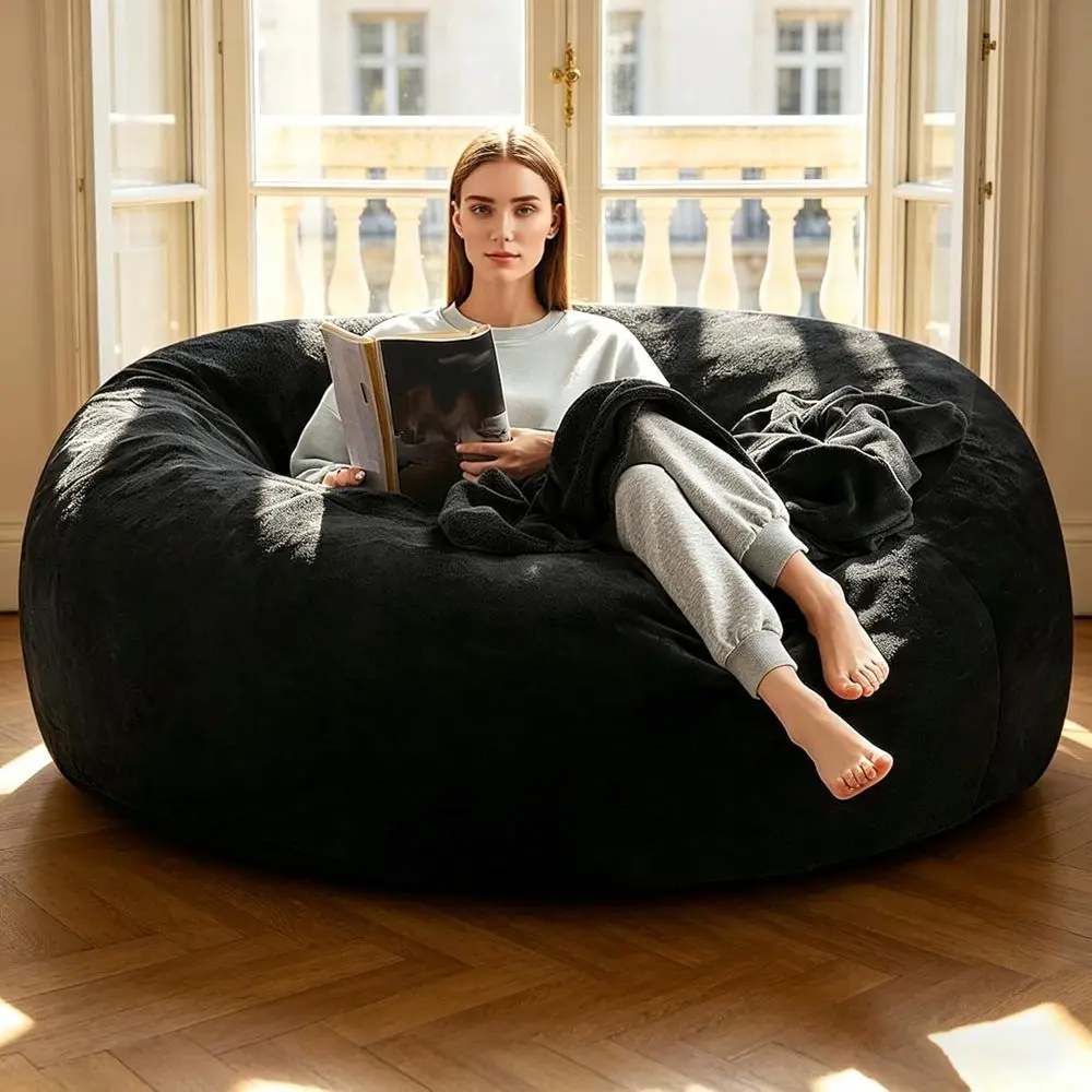 

6-Foot Adult Bean Bag Chair with Memory Foam, Removable Washable Cover, Ideal for Living Room, Bedroom, Dorm