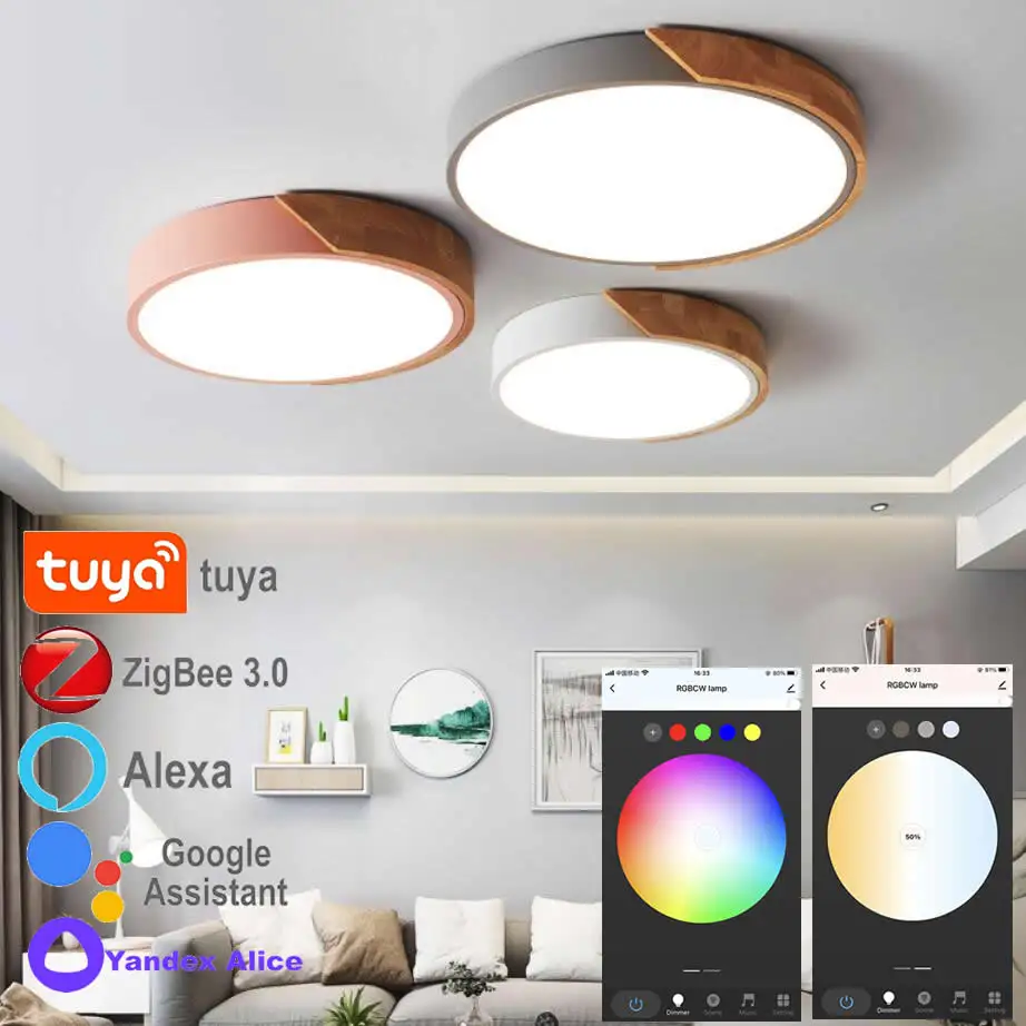 Tuya Zigbee RGBCW Led Ceiling Lamp Chandelier Assistant Hue Smart Light 2MQTT Alice Alexa Bedroom Nordic Children's Room