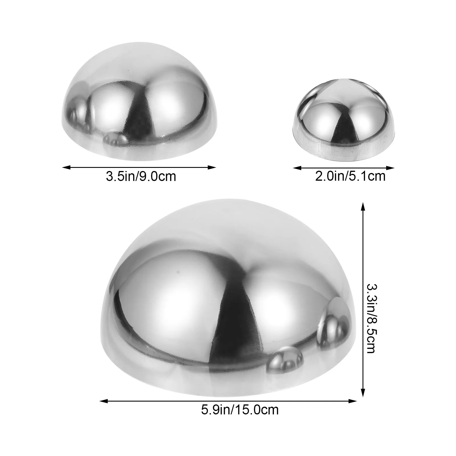 3Pcs Stainless Steel Hollow Half Ball Mirror Polished Reflective Gazing Ball Decor for Home Garden Interior Decoration Sphere