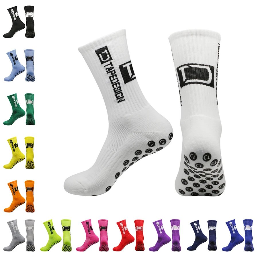 1 Pair New Non-slip Silicone Sweat Absorbent Breathable Soccer Socks Men Women Running Fitness Yoga Football Training Socks