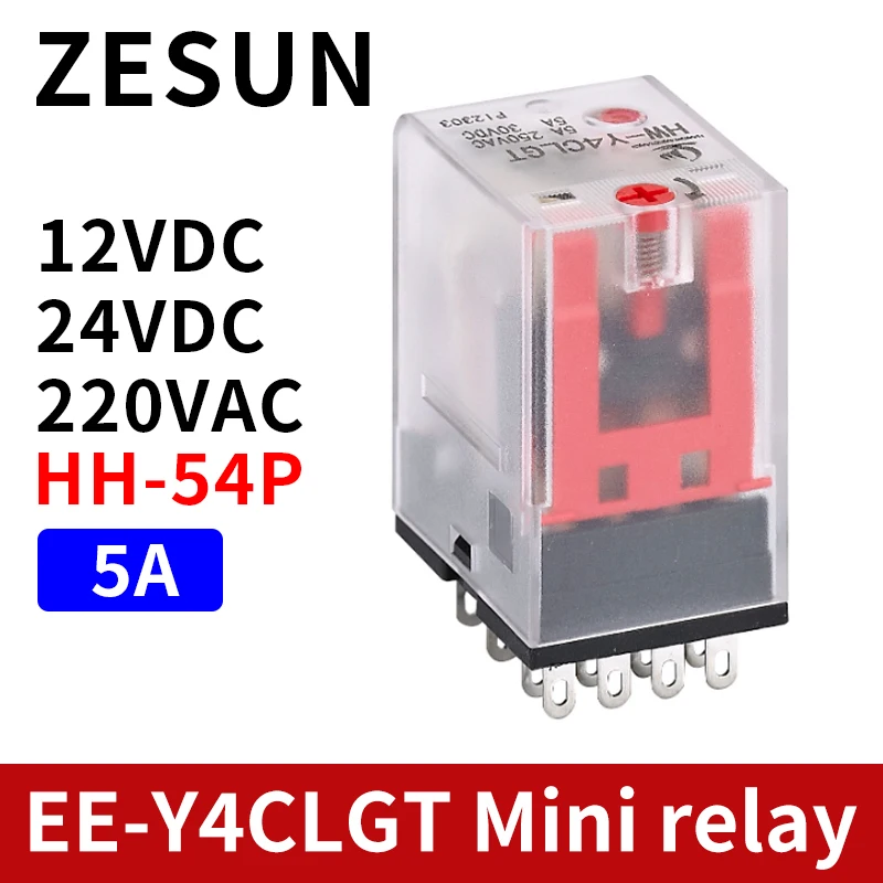 

Multifunctiol Type Mini Intermediate Electromagnetic Relay 14 Pins Coil AC/DC 12/24/220V Coil Power Relay Point Test LED Lamp