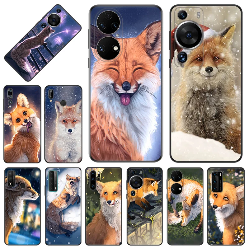 Phone Case For Honor X9b X6 a X7 X8 b 4G 70 90 Magic5 Snow Fox Cute Huawei P20 P30 P40 Lite P-SmartZ Soft Protective Cover