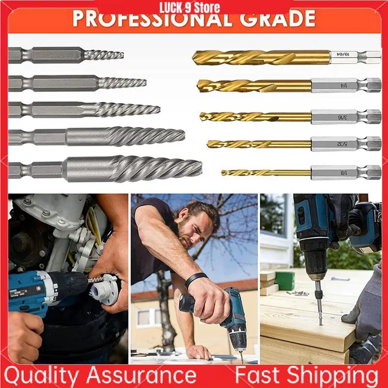

11 Pieces Screw Extractor Set Easy Out Bolt Extractor Set For Removing Broken Screws