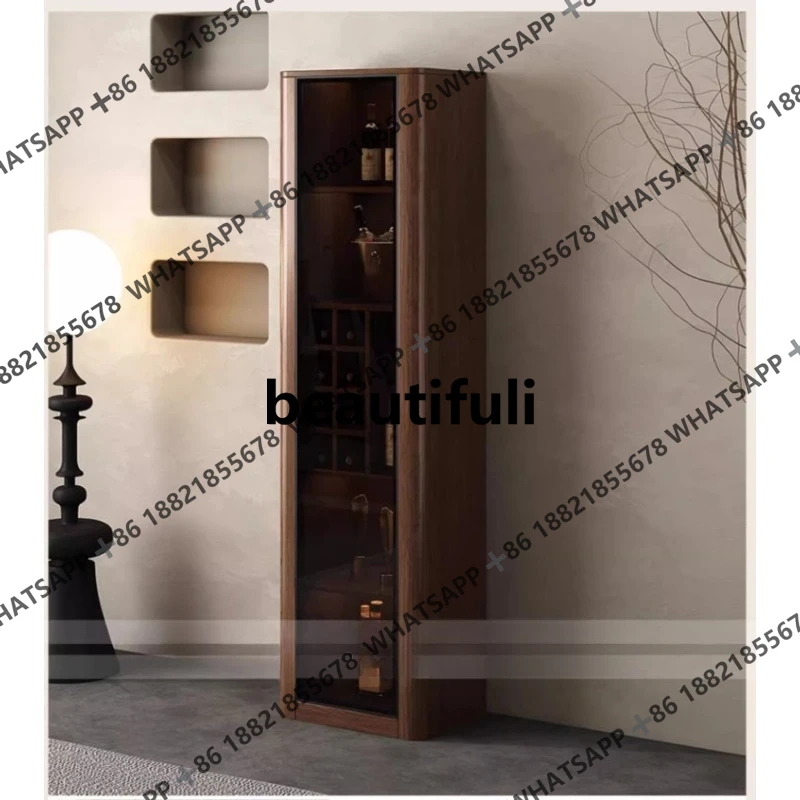 

Glass wine cabinet living room against the wall wine cabinet retro style storage TV side cabinet display customization