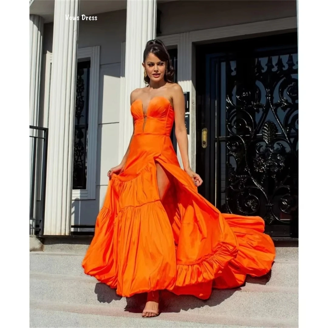 Vows linha a vestidos de noite mulher elegante vestidos de festa 2025 feito sob encomenda fora do ombro vestido de baile de luxo vestido de baile laranja