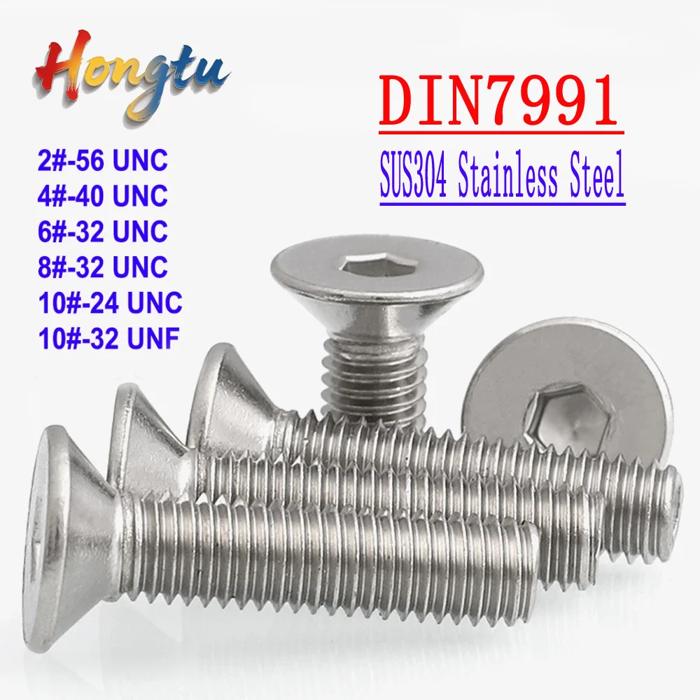 

Hongtu DIN7991 Hexagon Socket Countersunk Head Screws - SUS304 Stainless Steel, 2#-10# UNC/UNF Thread, Flat Key Bolts