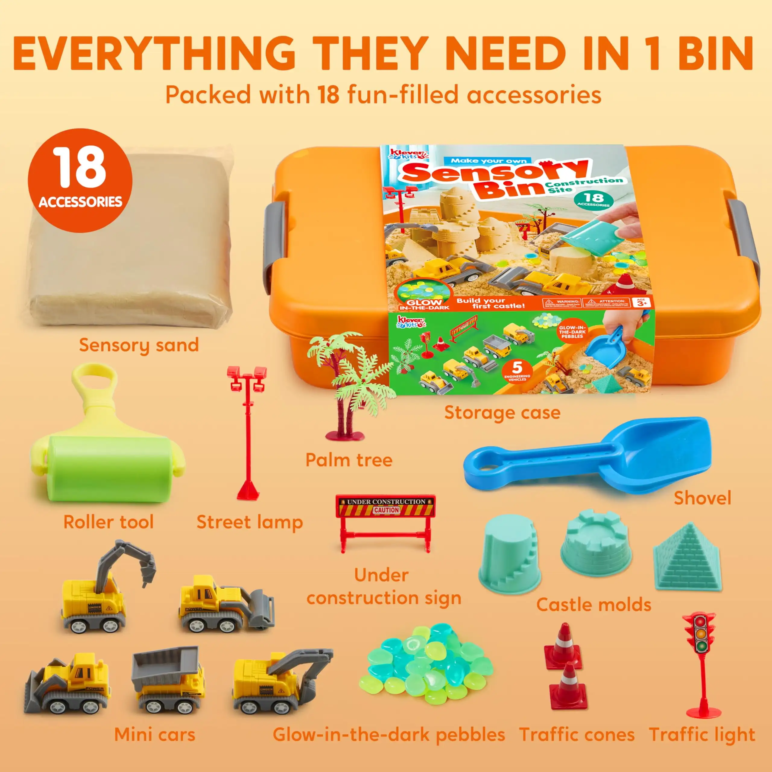 JOYFY صندوق الرمل الحسي للبناء مع غطاء مجموعة بناء القلعة أنشطة التعلم لمرحلة ما قبل المدرسة للأولاد والبنات من سن 3 سنوات فما فوق #5