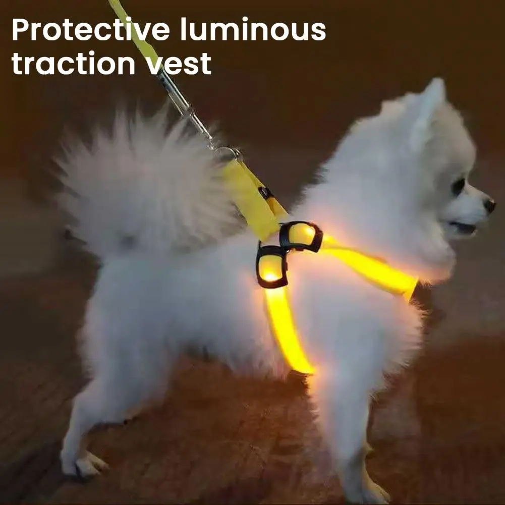 Arnés LED ajustable para mascotas, arnés para perros con luz recargable por USB, chaleco de seguridad que brilla en la oscuridad para perros pequeños y medianos, Arnes para mascotas