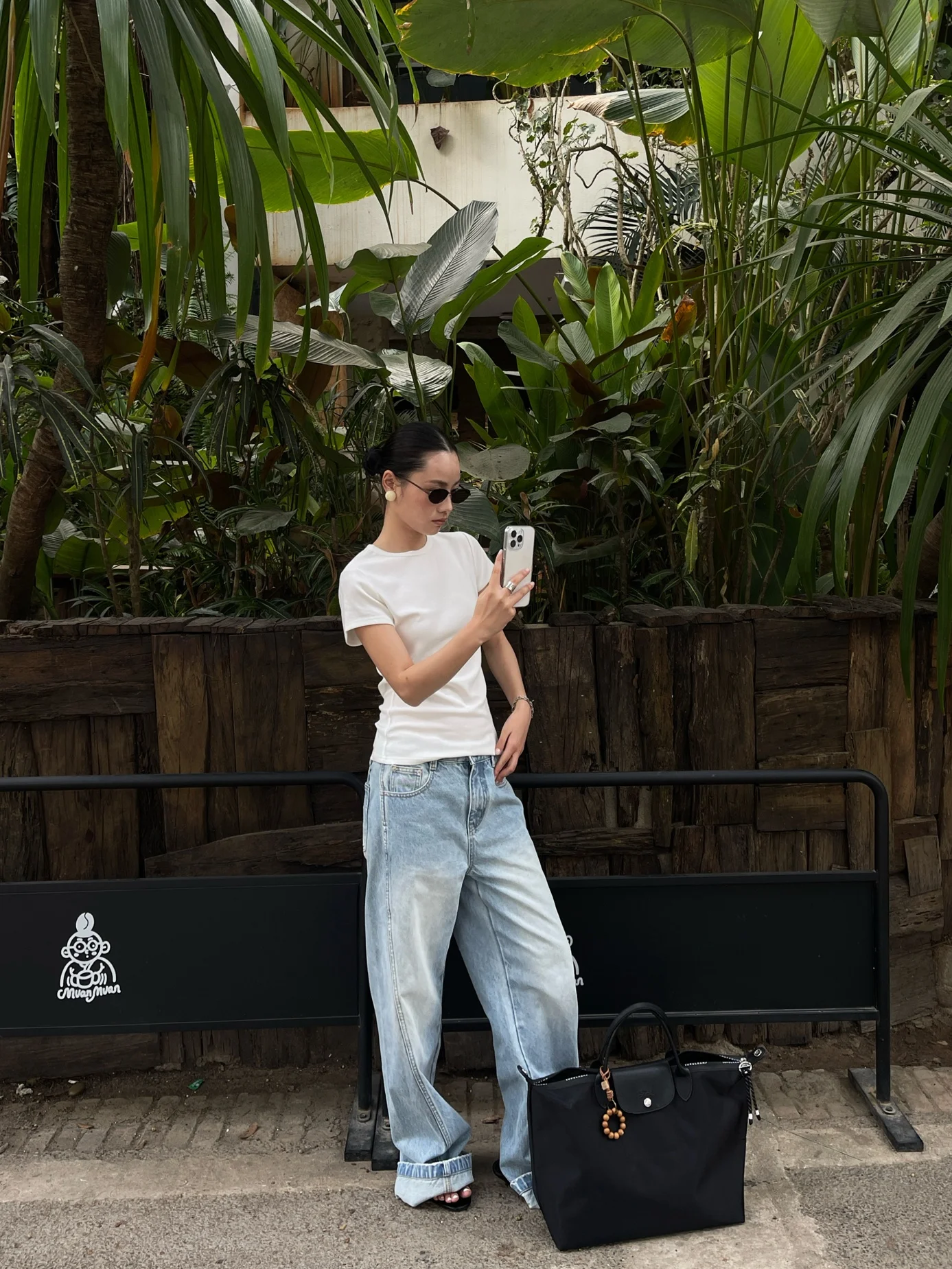 

Минималистичные джинсы в стиле ретро из Гонконга, широкие брюки, повседневные, универсальные, свободного прямого кроя, длинные, для женщин, дышащие