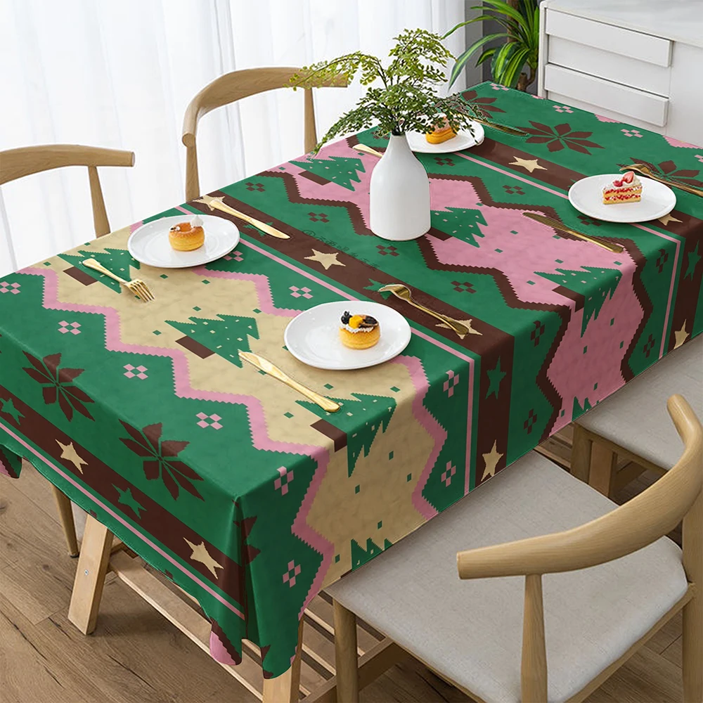 

Праздничная скатерть с рождественскими узорами, кухонная скатерть для ресторана, уличная скатерть для пикника, украшение для праздничной вечеринки