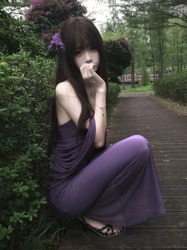 

Элегантное облегающее длинное платье на одно плечо в стиле Sultry Sister, фиолетовое, без бретелек, для пляжа, осеннее, средней плотности, без рукавов, H-образного силуэта, бальное платье