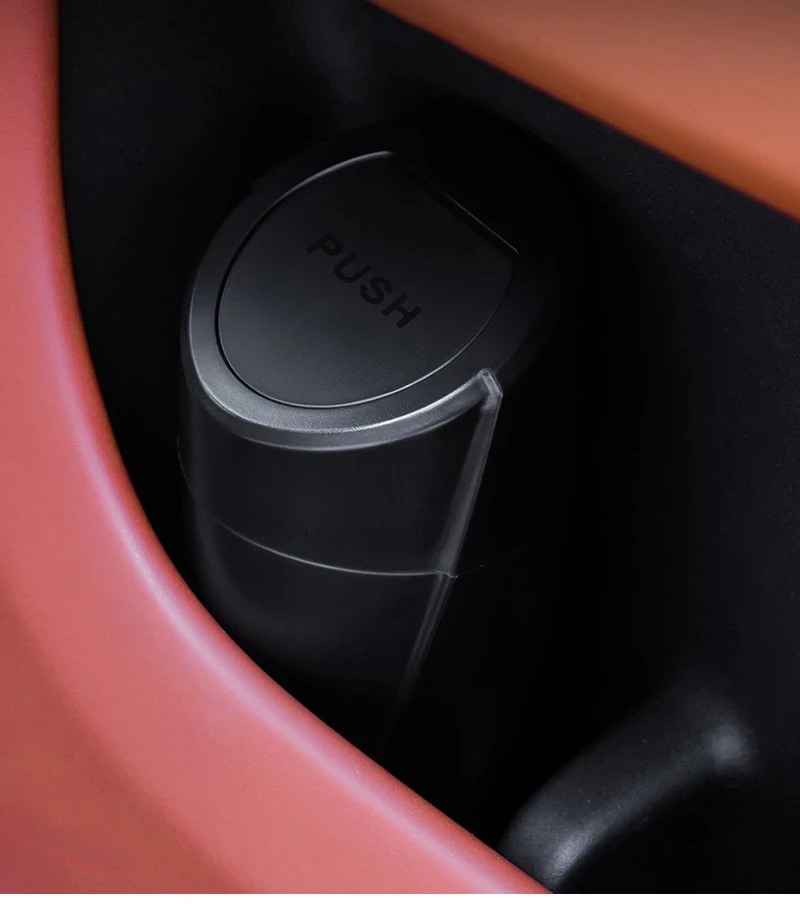 Schwarzer Autotür-Aufbewahrungs-Mülleimer, einfacher und tragbarer Mini-Auto-Mülleimer, Aufbewahrungseimer mit Deckel, Push-Pull, multifunktional – Detail 7