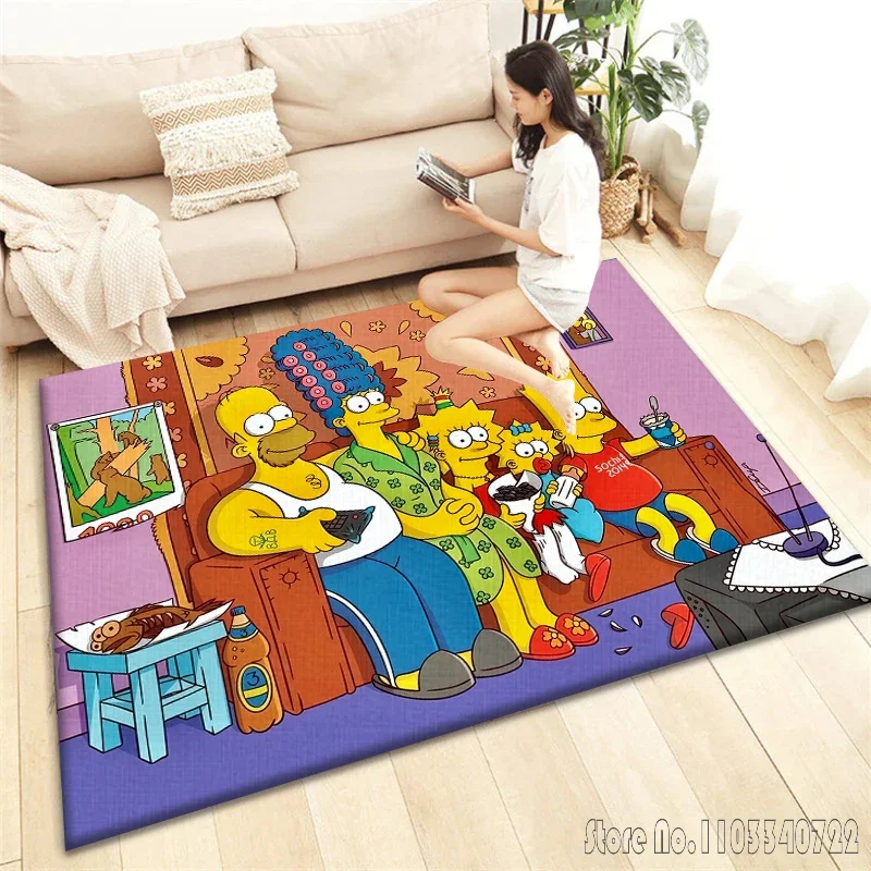 Dywanik rodzinny S-Simpsons Dywaniki anime 120x160cm Dekoracja do salonu Sypialnia dziecięca Sofa Łazienka Mata podłogowa dla dzieci