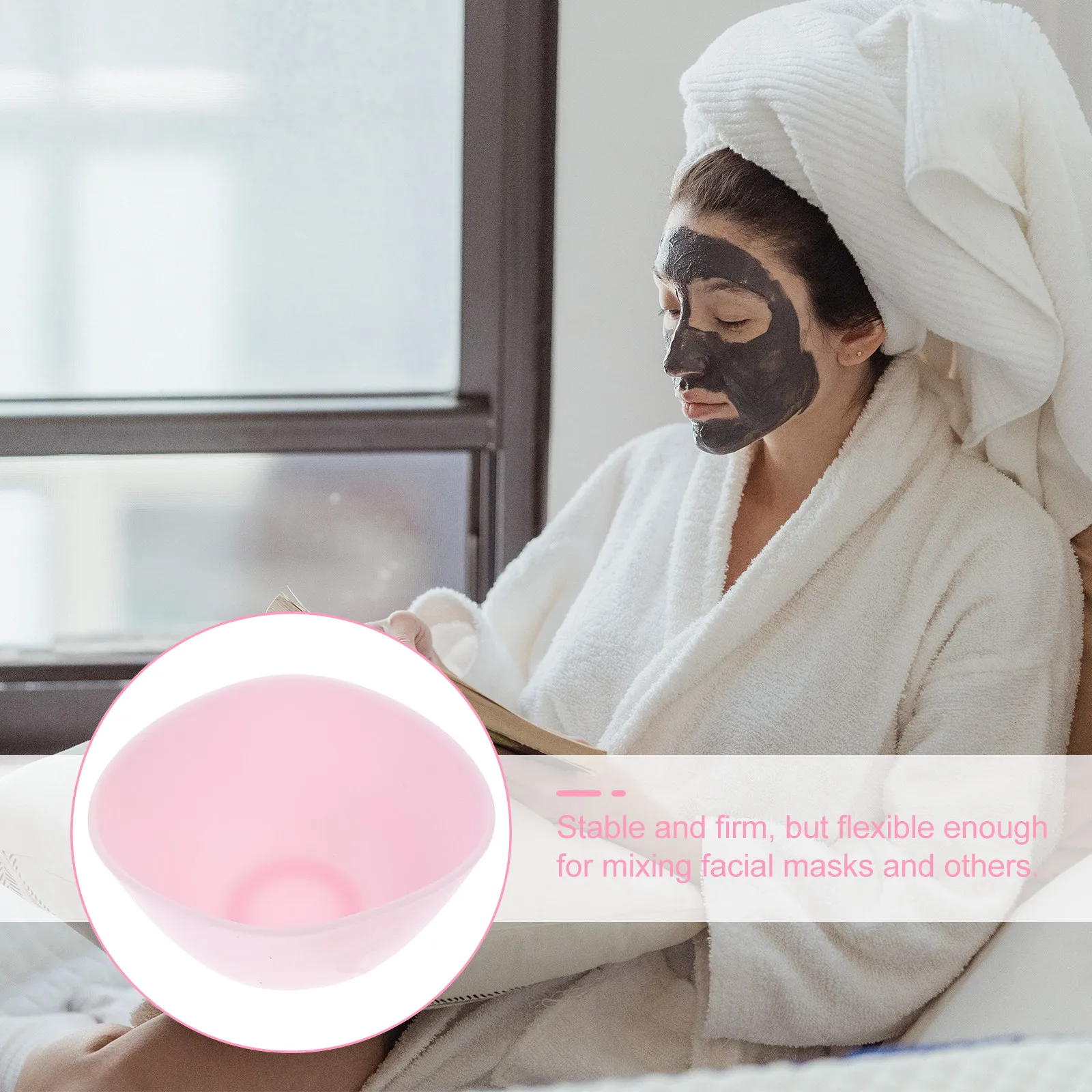 Silicone Bowl Pink 8x5cm Odorless Anti-Drop Facial Mask Mixing Prep Measuring Home Use Staging Condiments Kitchen Tool