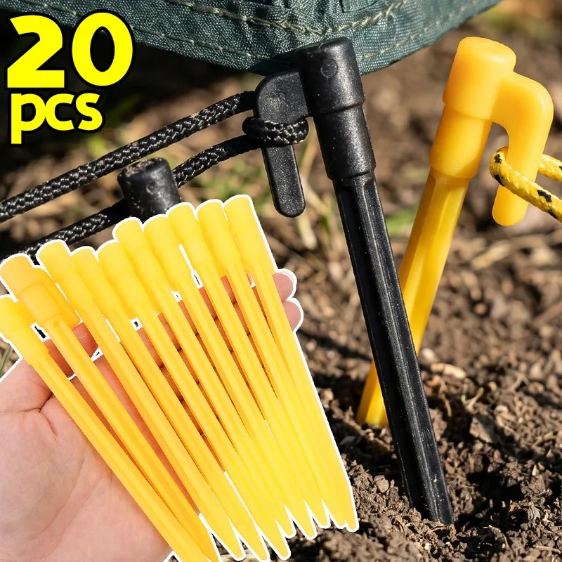 Plastic Tent Stakes PP Pen Shape Tent Peg Wind Resistant Anti Slip Guyline Ground Nails for Camping Canopy Awning Shade Net Gear