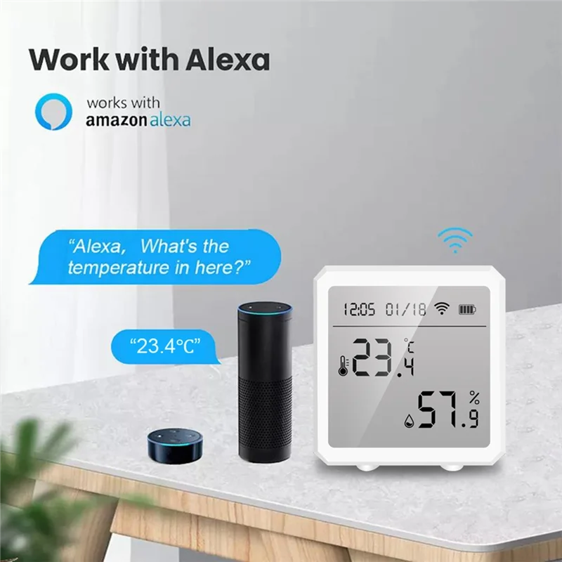 

Tuya WIFI Температура Влажность Smart Link Tuya Многофункциональная температура и влажность Белый