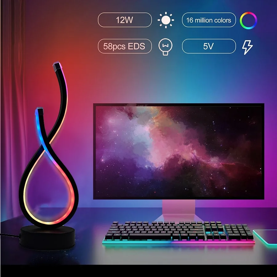1PC Nordic style more than the heart table lamp, three-tone light/magic running horse light, suitable for gaming room living roo