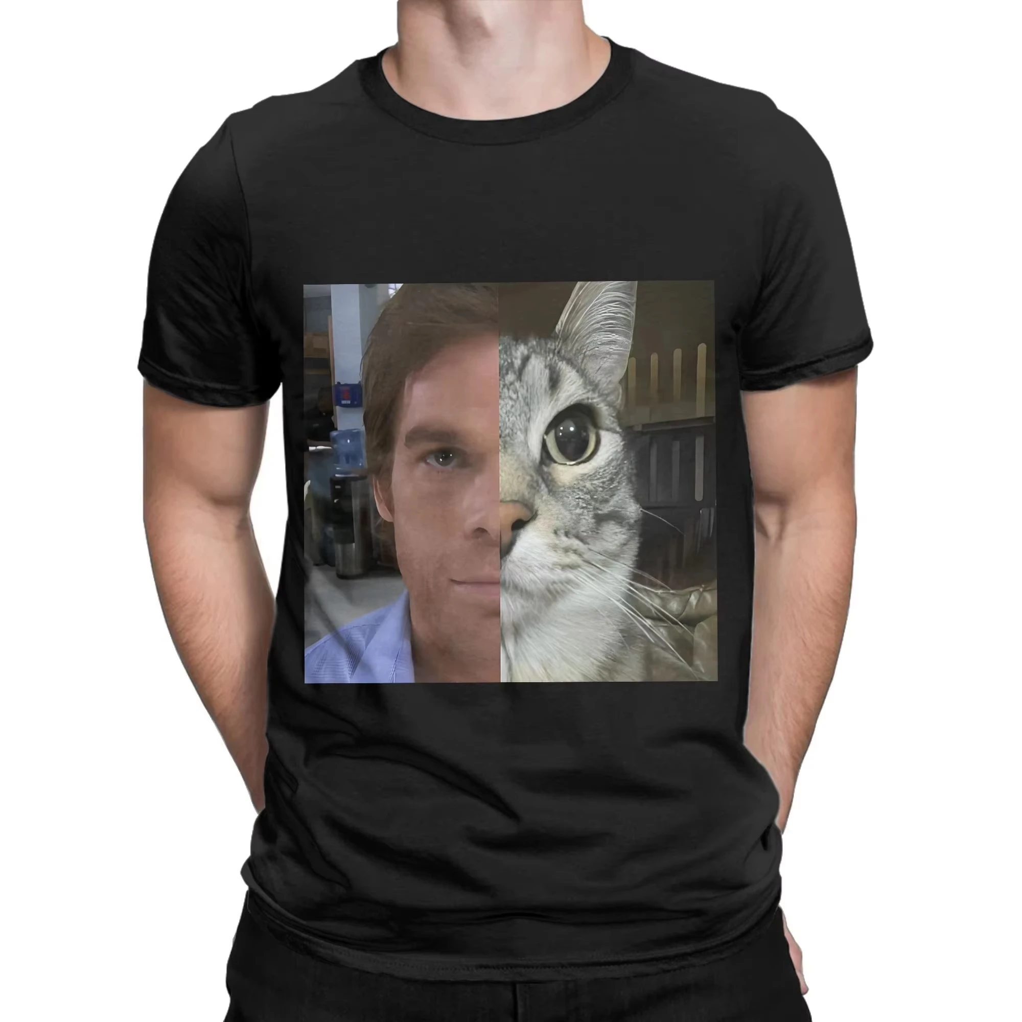 2026 Summer Hota Sale Hipster Dexter T-Shirts for Men O Neck Pure Cotton T Shirt Morgan Cat Short Sleeve Tees Summer Clothing