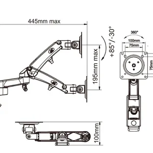 BN-LCD monitör standı monitör montaj, gaz bahar, braketi dağı TV, braketi LED, 2 arms, ve bir 24 6 Ana satış desteği, elg f80n-no. 6