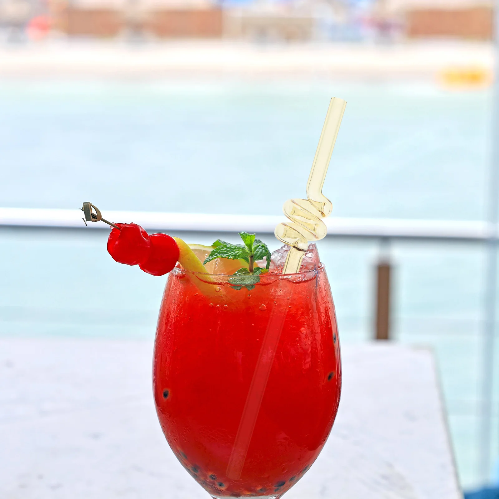 Straw Drinks Delicate Chic Drinking Replacement Glass Colored Straws Crystal Bubble Tea Coffee Cute