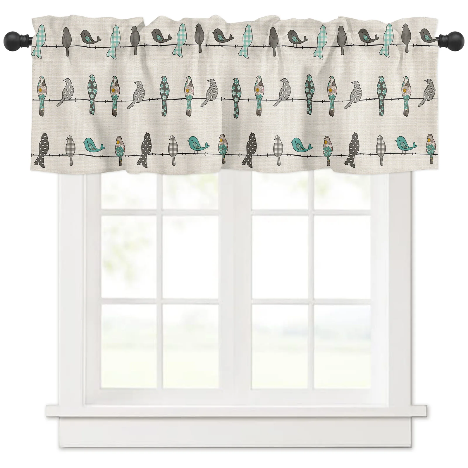 

ZEDLIYU Valances for Windows Kitchen Living Room Small Window Valance Birds on a Wire 1 Panel, 54 x 18 Inch