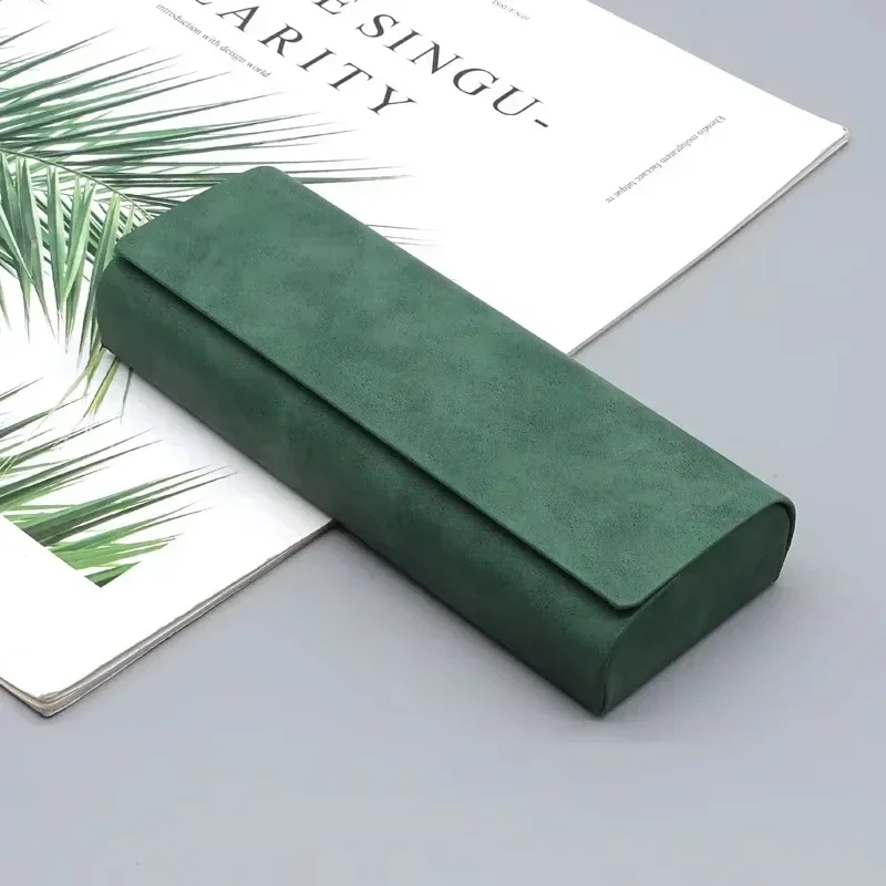 1 قطعة حافظة نظارات جلدية بسيطة قصر النظر البصرية الرجعية نظارات شمسية صندوق تخزين الموضة للرجال والنساء