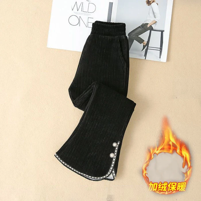 Girls' Casual Pants 2026 Autumn and Winter New Style with Plush Thick Trousers 3-12 Yrs Baby Girls' Lace Flared Pants