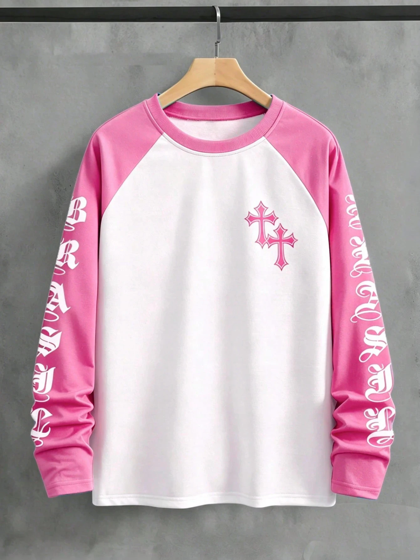 Women's Raglan Sleeve Long Sleeve T-Shirt Letter & Cross Print Y2K Vintage Street Casual Fashion Daily Fashion Tops