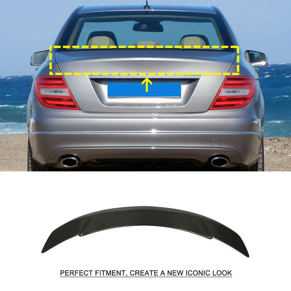 Car Rear Trunk Spoiler Lip For Mercedes-Benz C Class W204 4 Door Sedan 2007 - 2013 Carbon Fiber Trunk Wing Spoiler