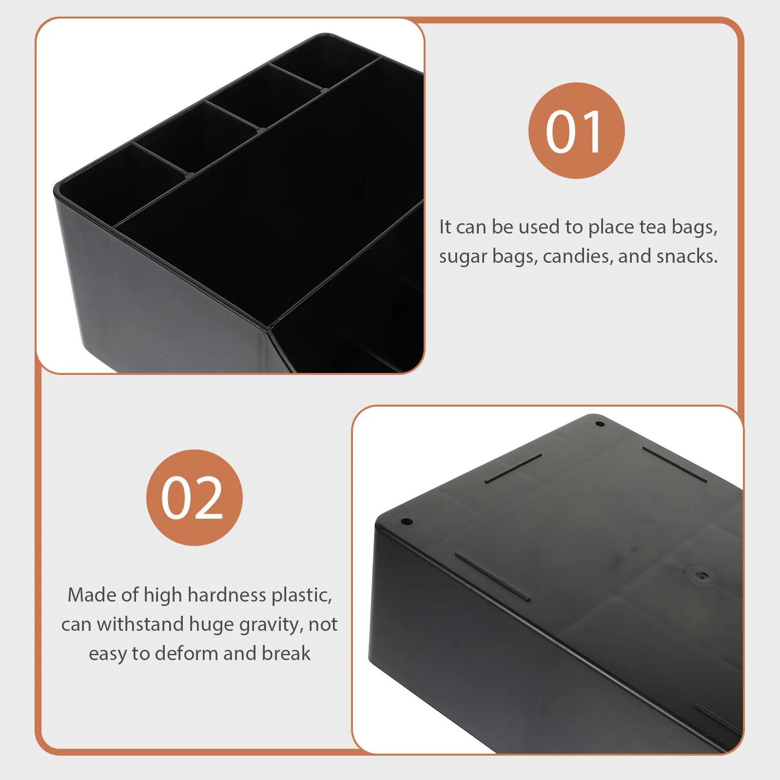 

Tea Container Plastic Condiment Storage Box For Coffee Station Sugar Bag Holder Desktop Organizer Multi-Function Case Hotel