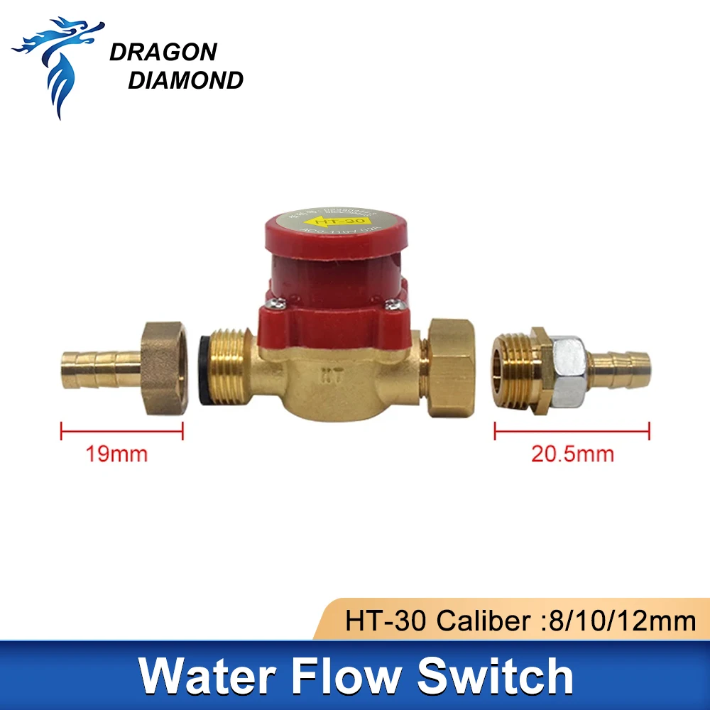 Interruptor De Fluxo De Água Sensor, CO2 Gravação A Laser, Máquina De Corte, Acessórios, Calibre, HT-30, 8mm, 10mm, 12mm