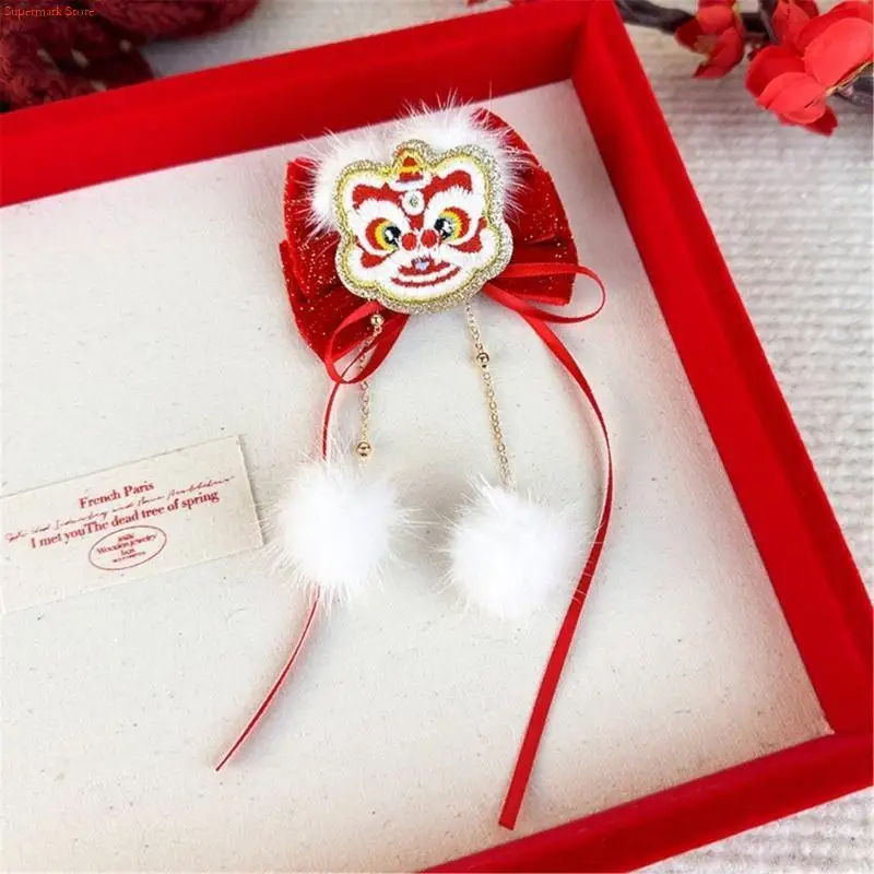 Q5WE Chinese Dragon Year Hair Clip for Girl Festival Hanfu Costume Hair Pin PonytailHolder Spring Festival Hair Accessories view 4