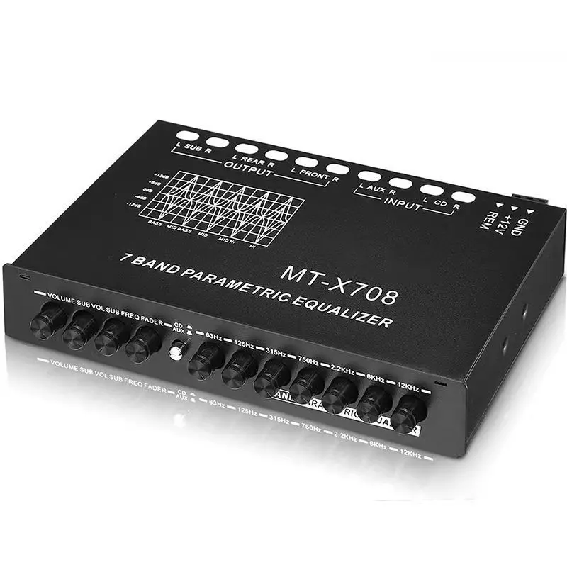 Car Amplifier Audio EQ High and Medium Low Profile Divider Car 7-segment Audio Amplifier with Gain Equalizer