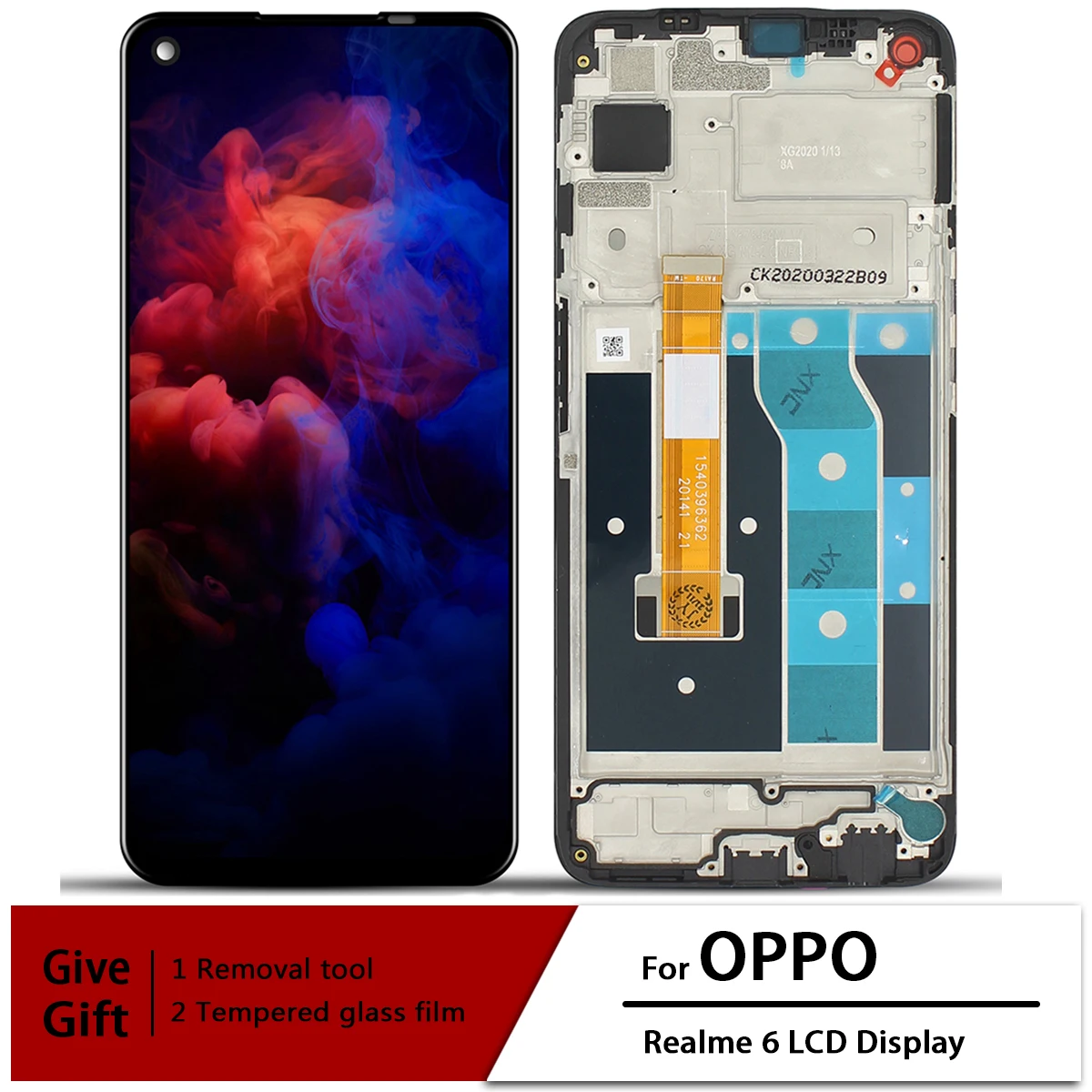 For OPPO Realme 6 RMX2001 LCD Display Screen Touch Digitizer Assembly For 6.5 inch OPPO Realme6 With Frame Replace