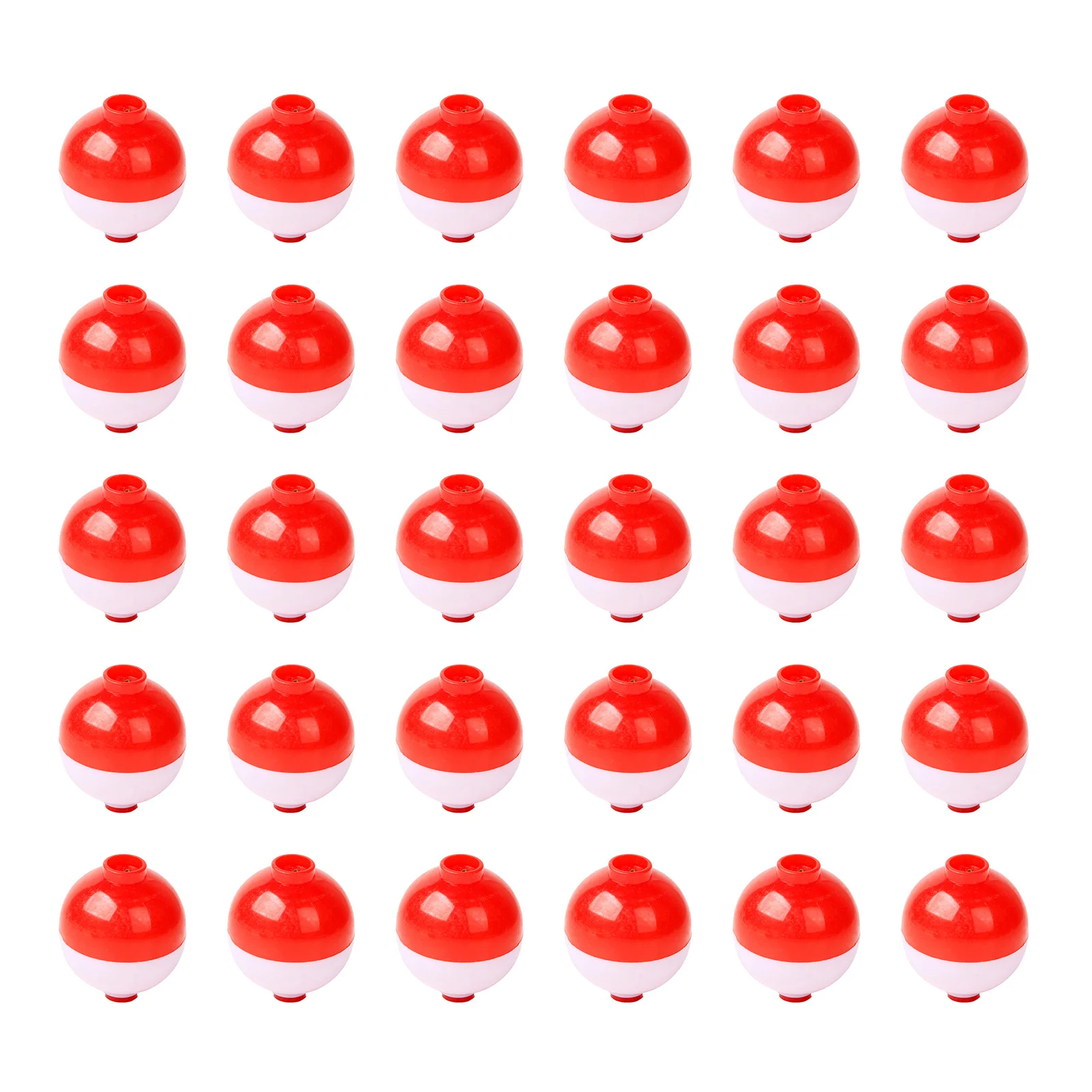30/50pcs Fishing Bobbers 1.25/1.0/0.75 Inch Snap on Float Red and White Bobbers Push Button Round Buoy Floats Fishing Tackle