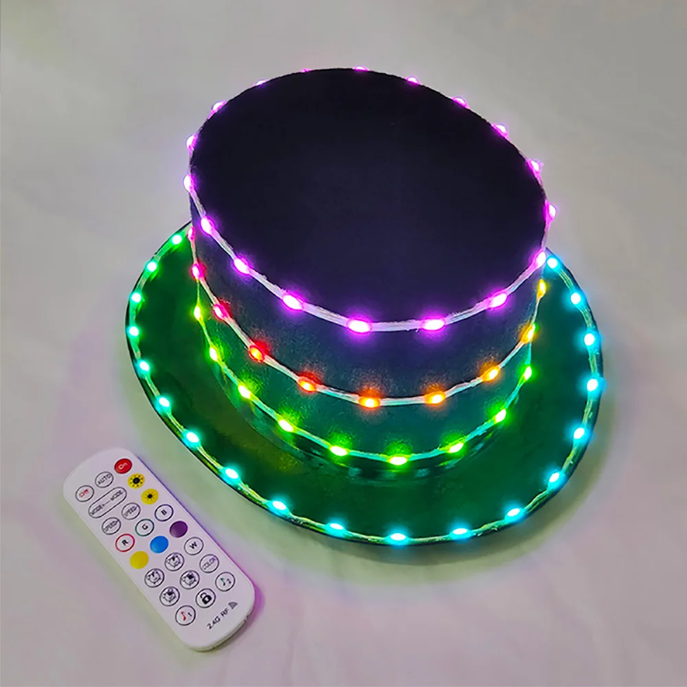 

Full color LED hat party glow-in-the-dark Magic hat Neon led costume DJ Night show Hat New Year Christmas party light up props